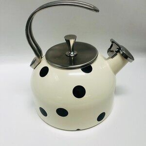 Kate Spade New York Lenox Polkadot Black & White Whistling Tea Pot Kettle